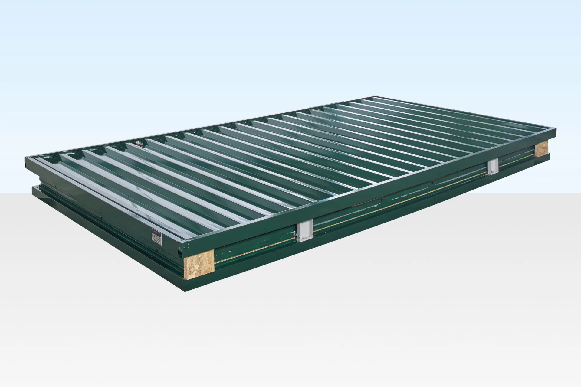 Flat-Pack-Lagercontainer 4 × 2,1 m, pulverbeschichtet, Außenansicht Flat-Pack-Lagercontainer 4 × 2,1 m, pulverbeschichtet, Außenansicht, EMC Containerhandel GmbH, Duisburg