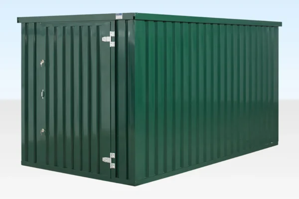 Flat-Pack-Lagercontainer 4 × 2,1 m, pulverbeschichtet, Seitenansicht Flat-Pack-Lagercontainer 4 × 2,1 m, pulverbeschichtet, Seitenansicht, EMC Containerhandel GmbH, Duisburg