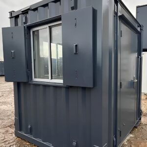 Bürocontainer 2,1 × 2,1 m, einbruchhemmend, Außenansicht, EMC Containerhandel GmbH, Duisburg